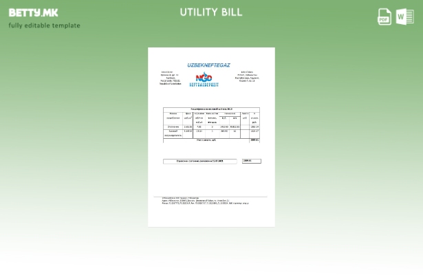 Модерен стил Узбекистански НефтГаз шаблон за комунални сметки